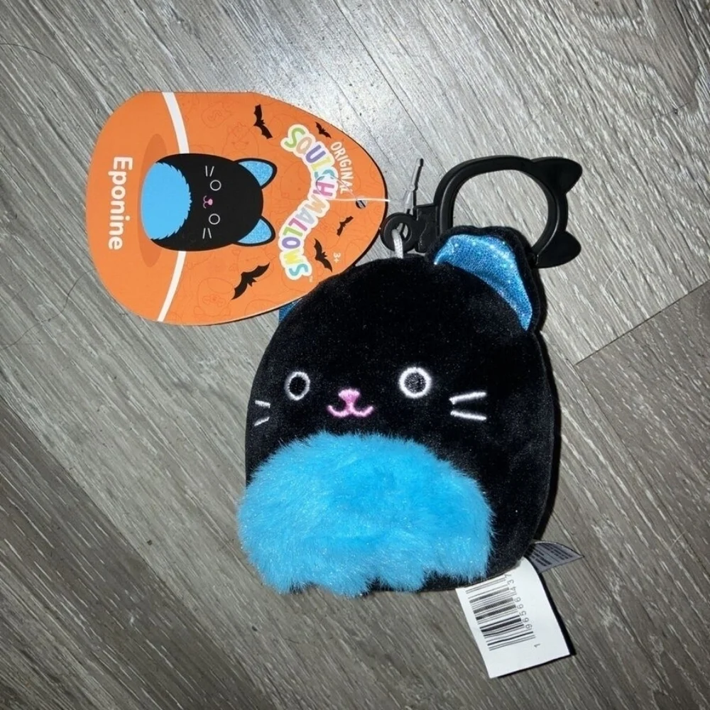 Eponine blue black cat squishmallow clip Halloween plush 3.5 kids bag backpack